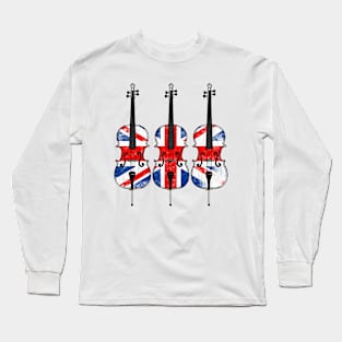 Cello UK Flag Cellist String Player British Musician Long Sleeve T-Shirt